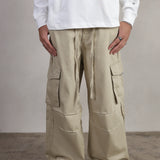 BEIGE GABARDINE CARGO PANTS