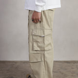 BEIGE GABARDINE CARGO PANTS