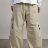 BEIGE GABARDINE CARGO PANTS