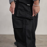 BLACK GABARDINE CARGO PANTS