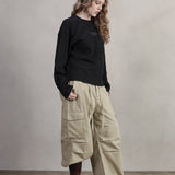 BEIGE GABARDINE CARGO PANTS