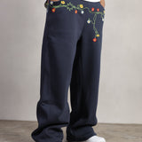 FLOWERS NAVY SWEATPANTS