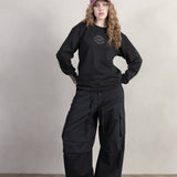 BLACK GABARDINE CARGO PANTS