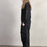 BLACK GABARDINE CARGO PANTS