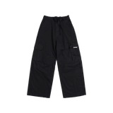 BLACK GABARDINE CARGO PANTS