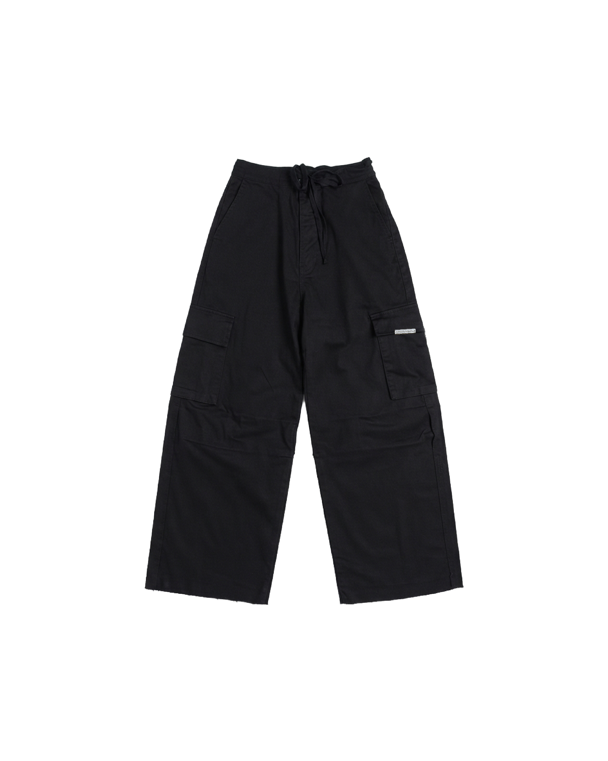 BLACK GABARDINE CARGO PANTS