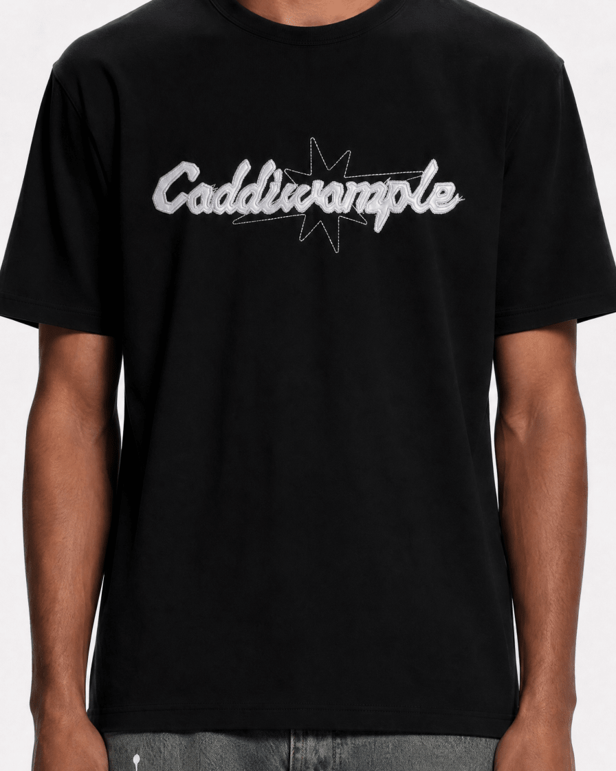 APPLIQUE BLACK TEE - CODDIWOMPLE