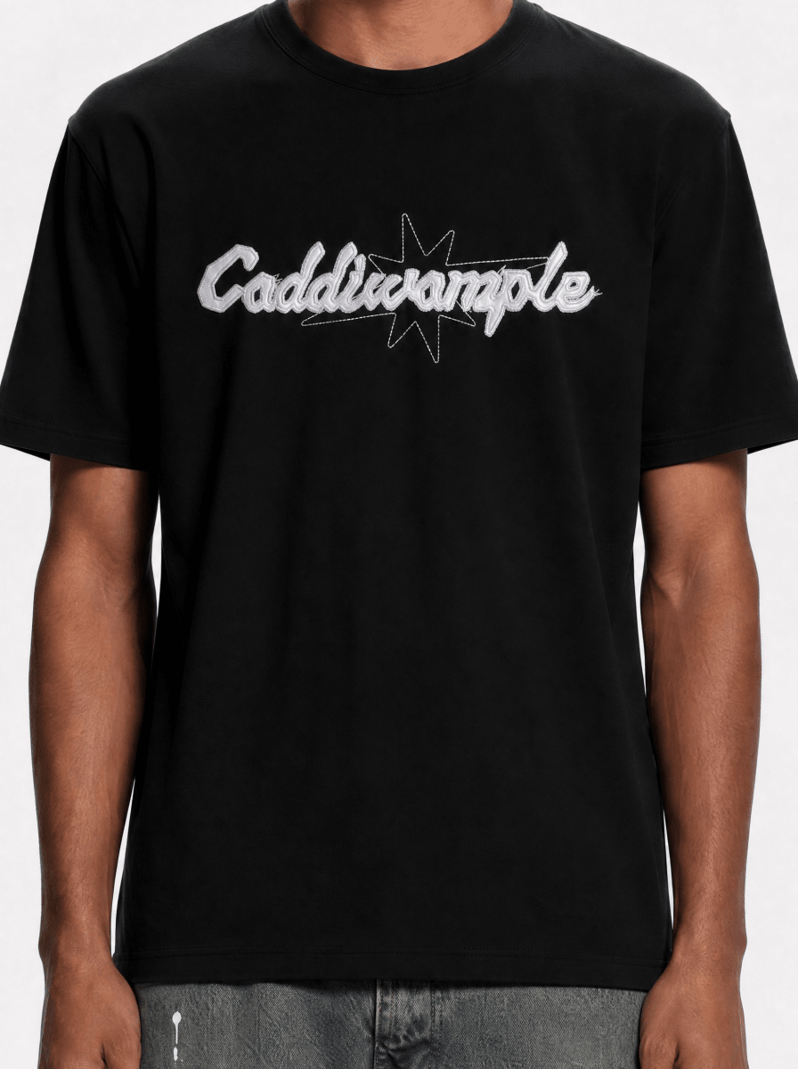 APPLIQUE BLACK TEE - CODDIWOMPLE