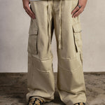 BEIGE GABARDINE CARGO PANTS - CODDIWOMPLE