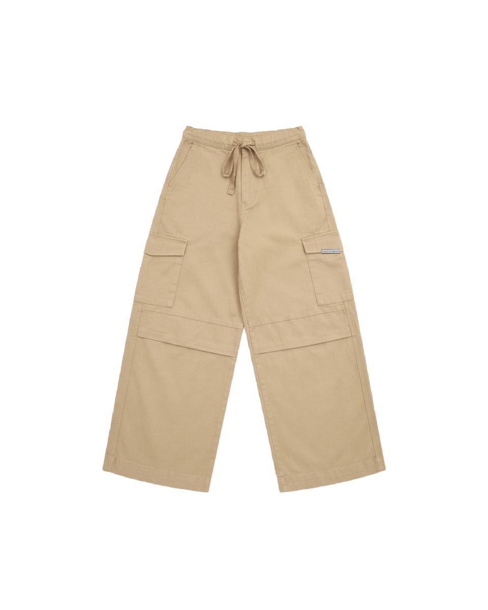 BEIGE GABARDINE CARGO PANTS - CODDIWOMPLE