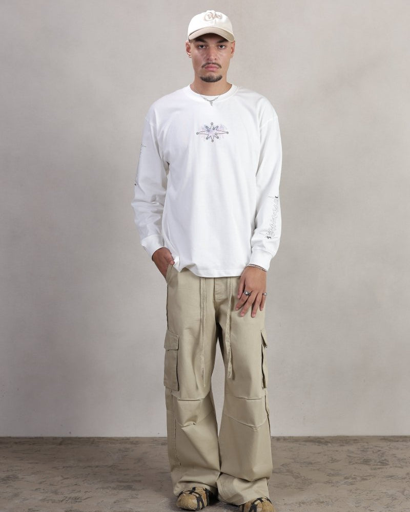 BEIGE GABARDINE CARGO PANTS - CODDIWOMPLE
