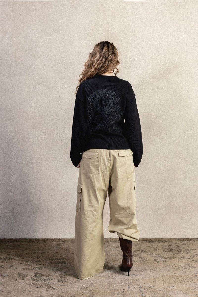 BEIGE GABARDINE CARGO PANTS - CODDIWOMPLE