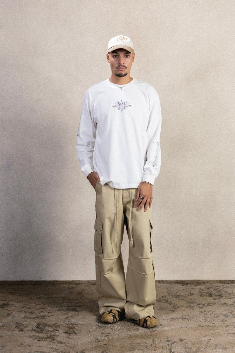 BEIGE GABARDINE CARGO PANTS - CODDIWOMPLE