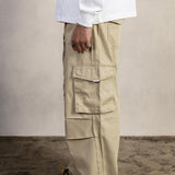 BEIGE GABARDINE CARGO PANTS - CODDIWOMPLE