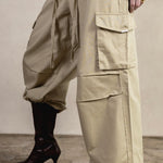 BEIGE GABARDINE CARGO PANTS - CODDIWOMPLE