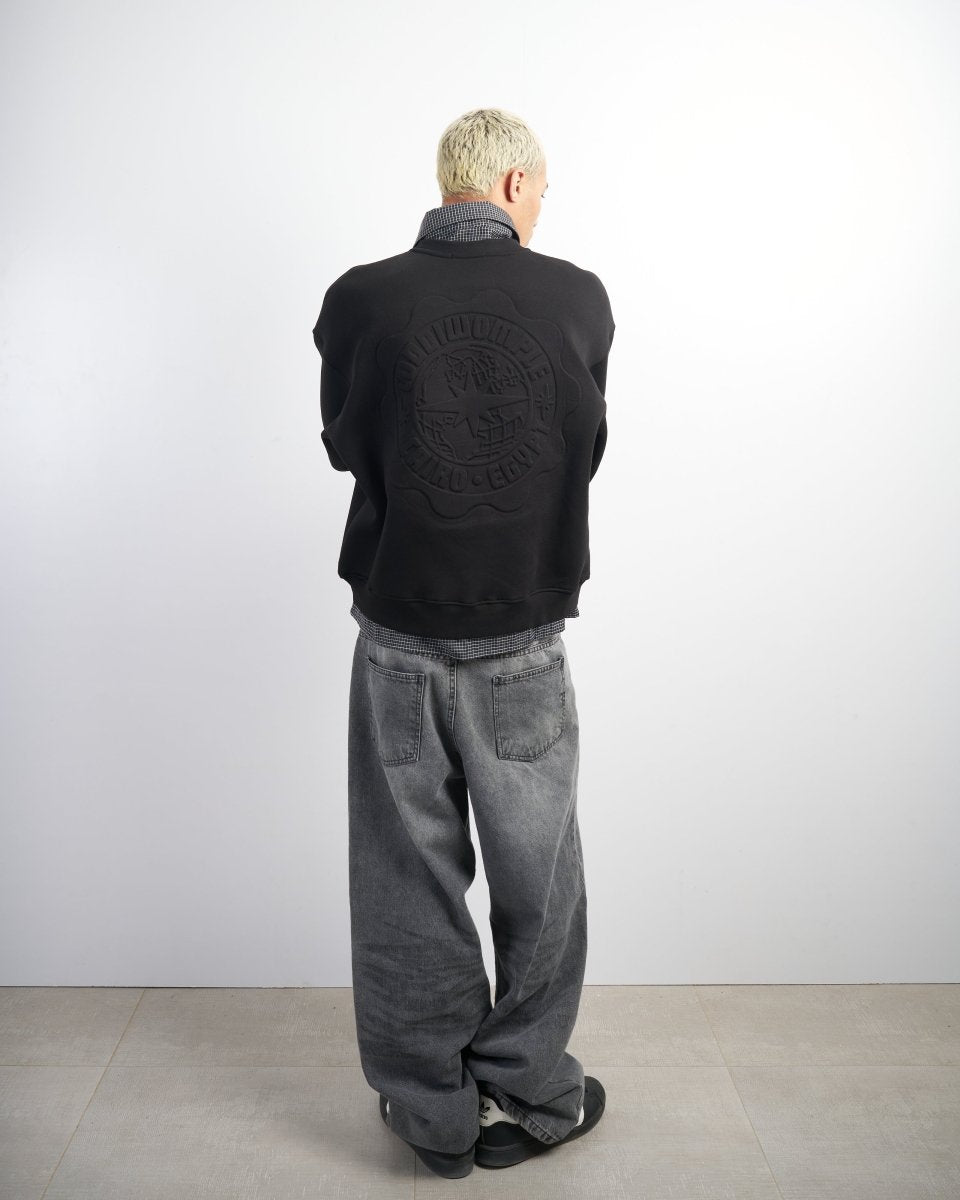 BLACK EMBOSSED CREWNECK - CODDIWOMPLE