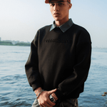 BLACK EMBOSSED CREWNECK - CODDIWOMPLE