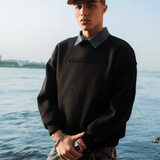 BLACK EMBOSSED CREWNECK - CODDIWOMPLE