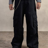 BLACK GABARDINE CARGO PANTS - CODDIWOMPLE