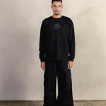 BLACK GABARDINE CARGO PANTS - CODDIWOMPLE