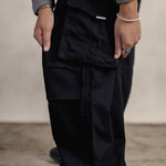 BLACK GABARDINE CARGO PANTS - CODDIWOMPLE