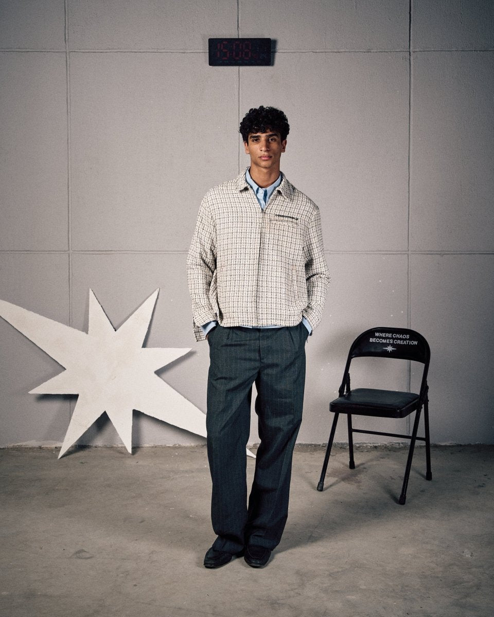 CHESSBOARD WHITE CHECKERED JACKET - CODDIWOMPLE