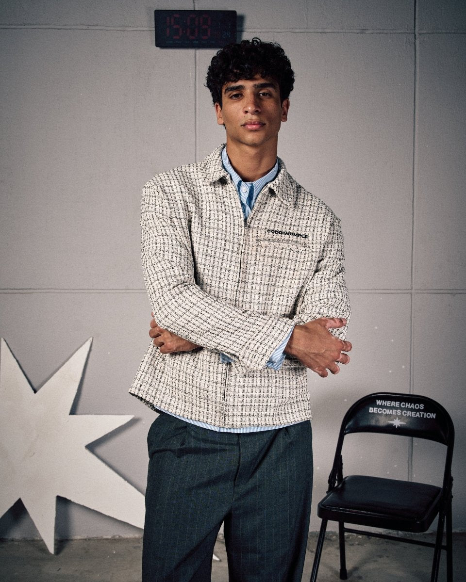 CHESSBOARD WHITE CHECKERED JACKET - CODDIWOMPLE