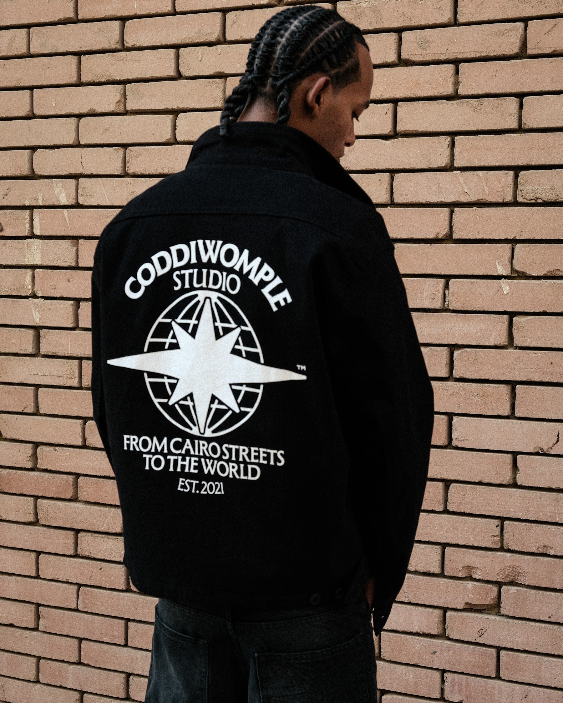 Coddiwomple Black Work Jacket V2, back print close-up
