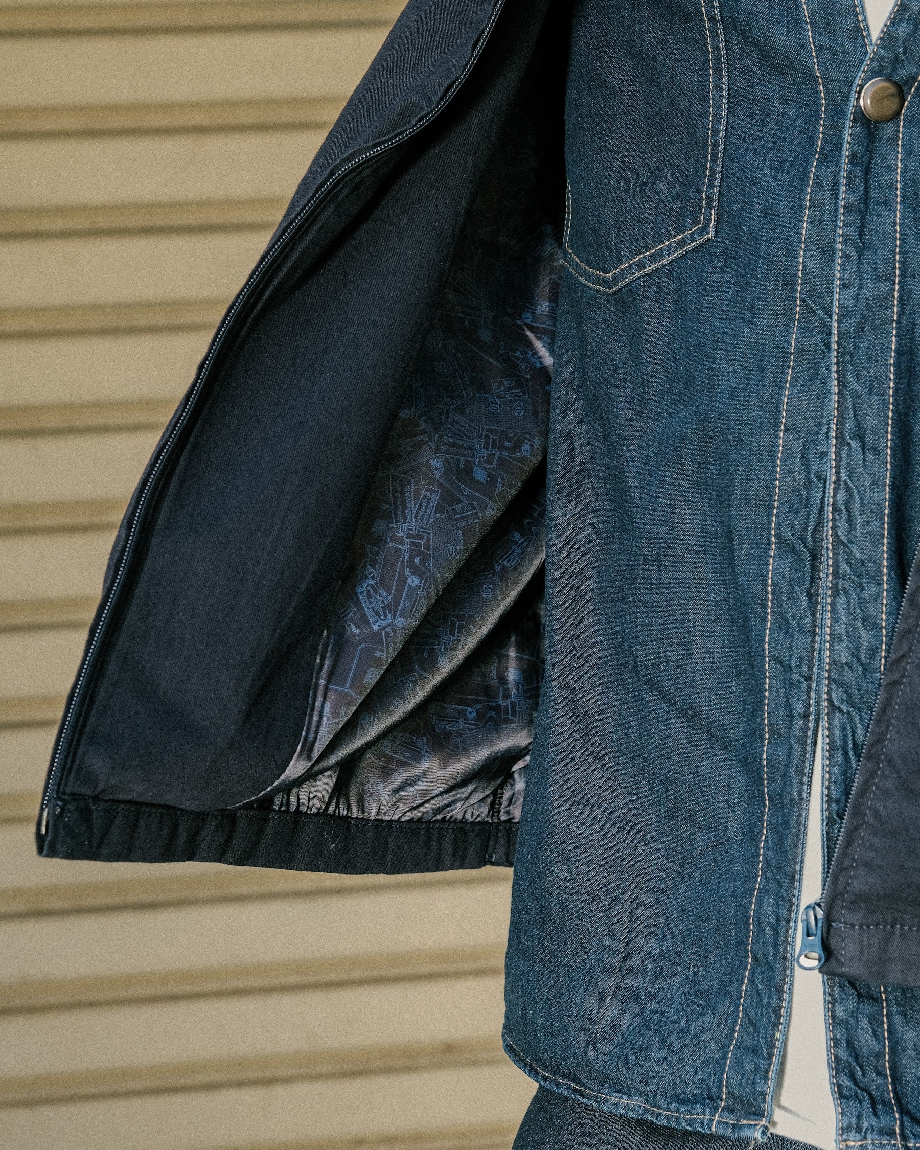 Coddiwomple Navy Work Jacket, lining detail