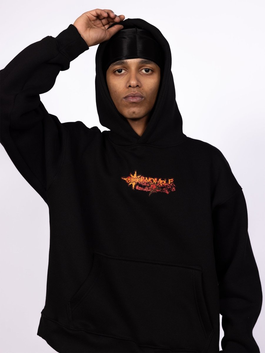 COLLISION BLACK HOODIE - CODDIWOMPLE