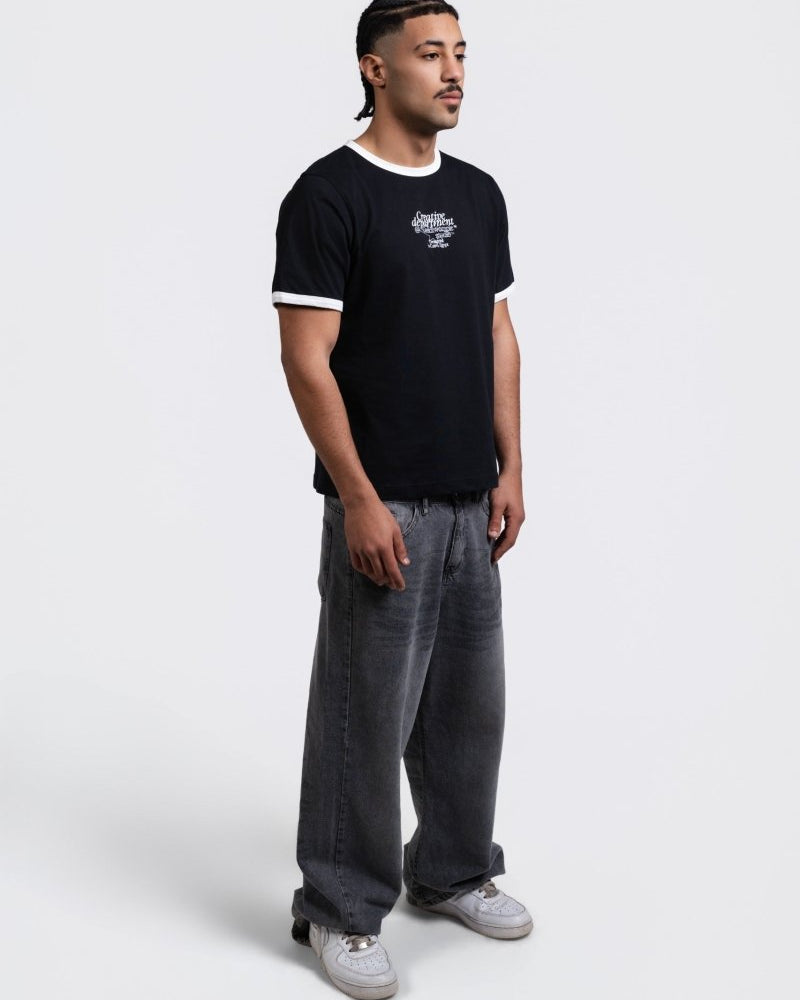 CREATIVE DEPT. BLACK RINGER TEE - CODDIWOMPLE