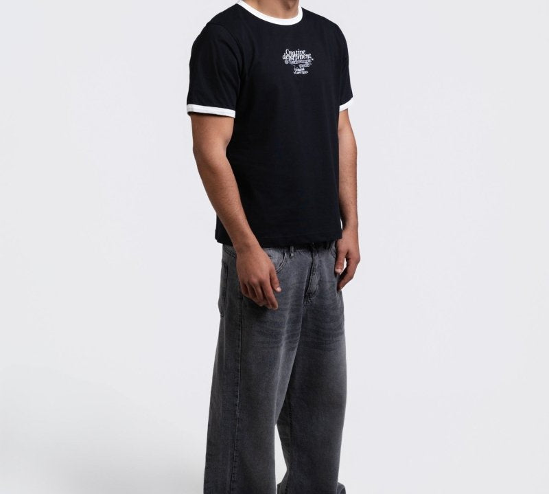 CREATIVE DEPT. BLACK RINGER TEE - CODDIWOMPLE
