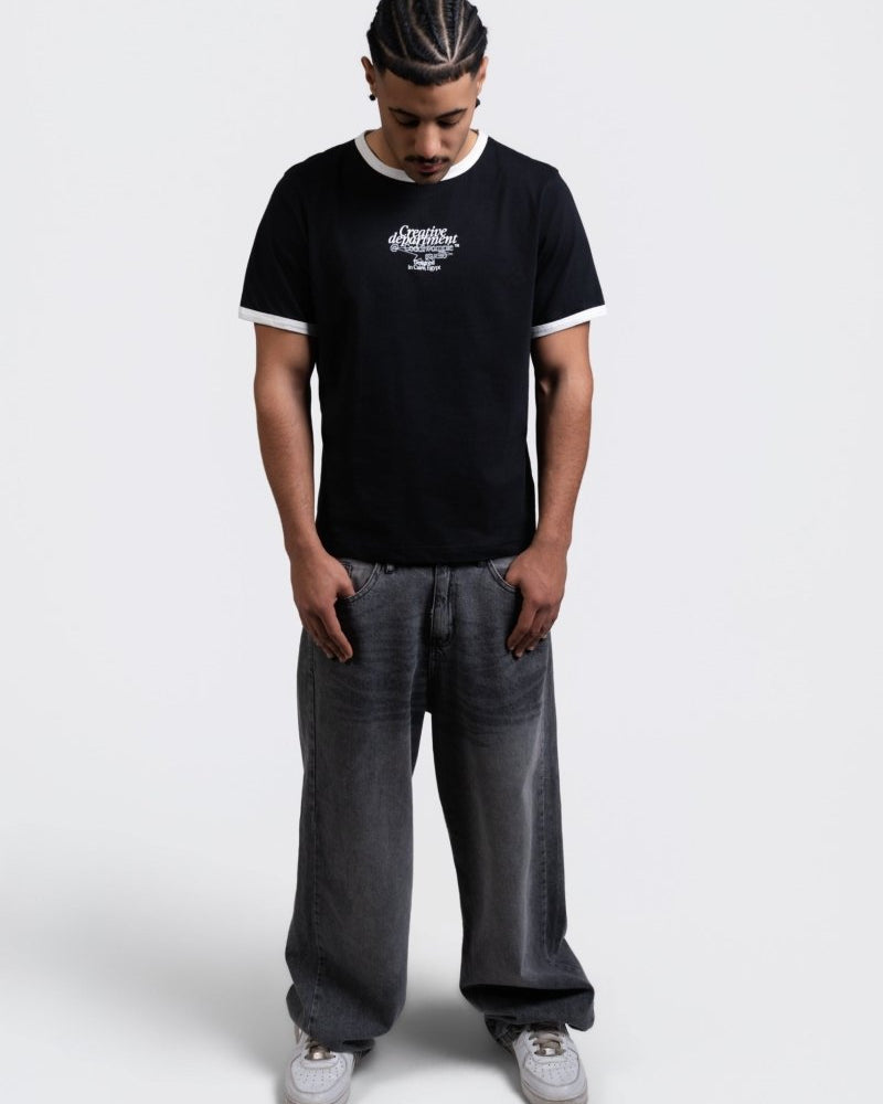CREATIVE DEPT. BLACK RINGER TEE - CODDIWOMPLE