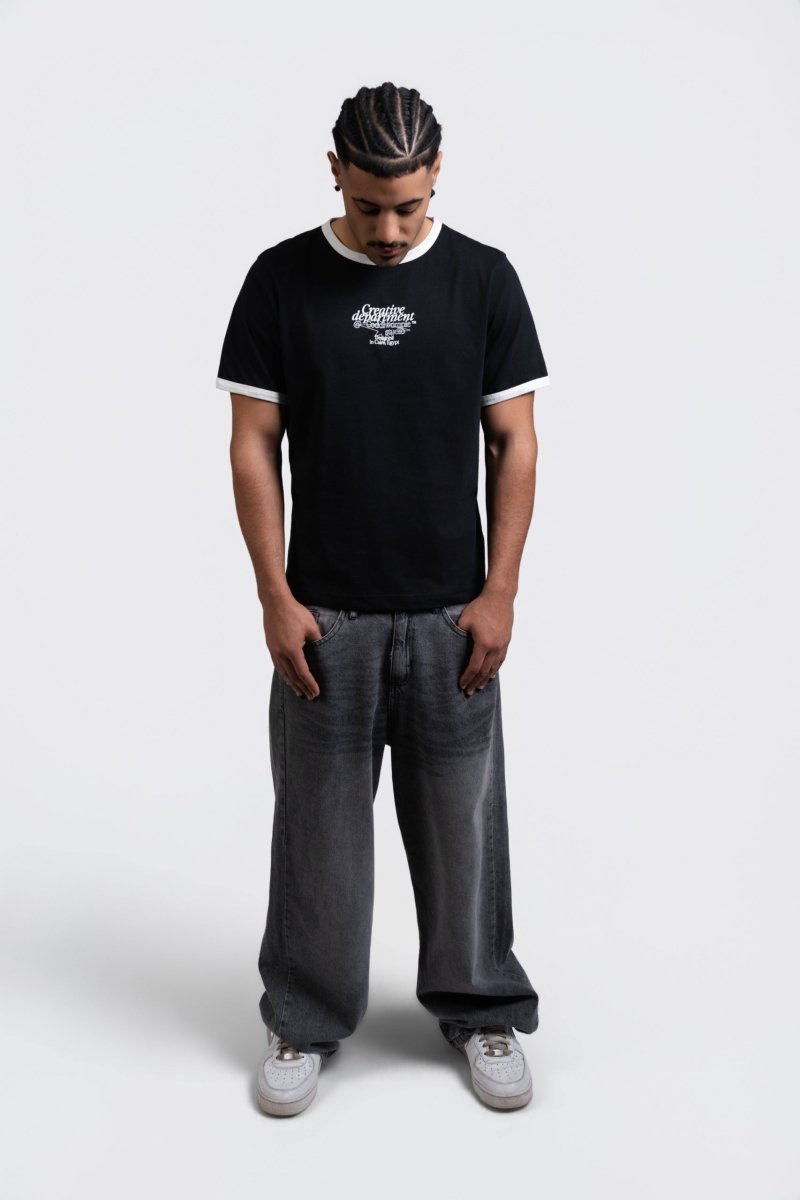 CREATIVE DEPT. BLACK RINGER TEE - CODDIWOMPLE