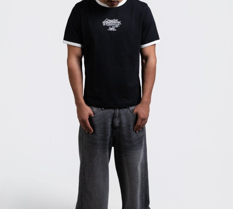 CREATIVE DEPT. BLACK RINGER TEE - CODDIWOMPLE