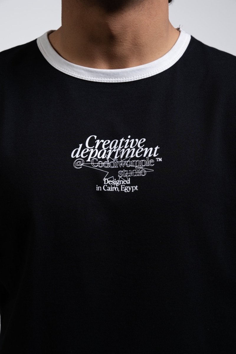 CREATIVE DEPT. BLACK RINGER TEE - CODDIWOMPLE