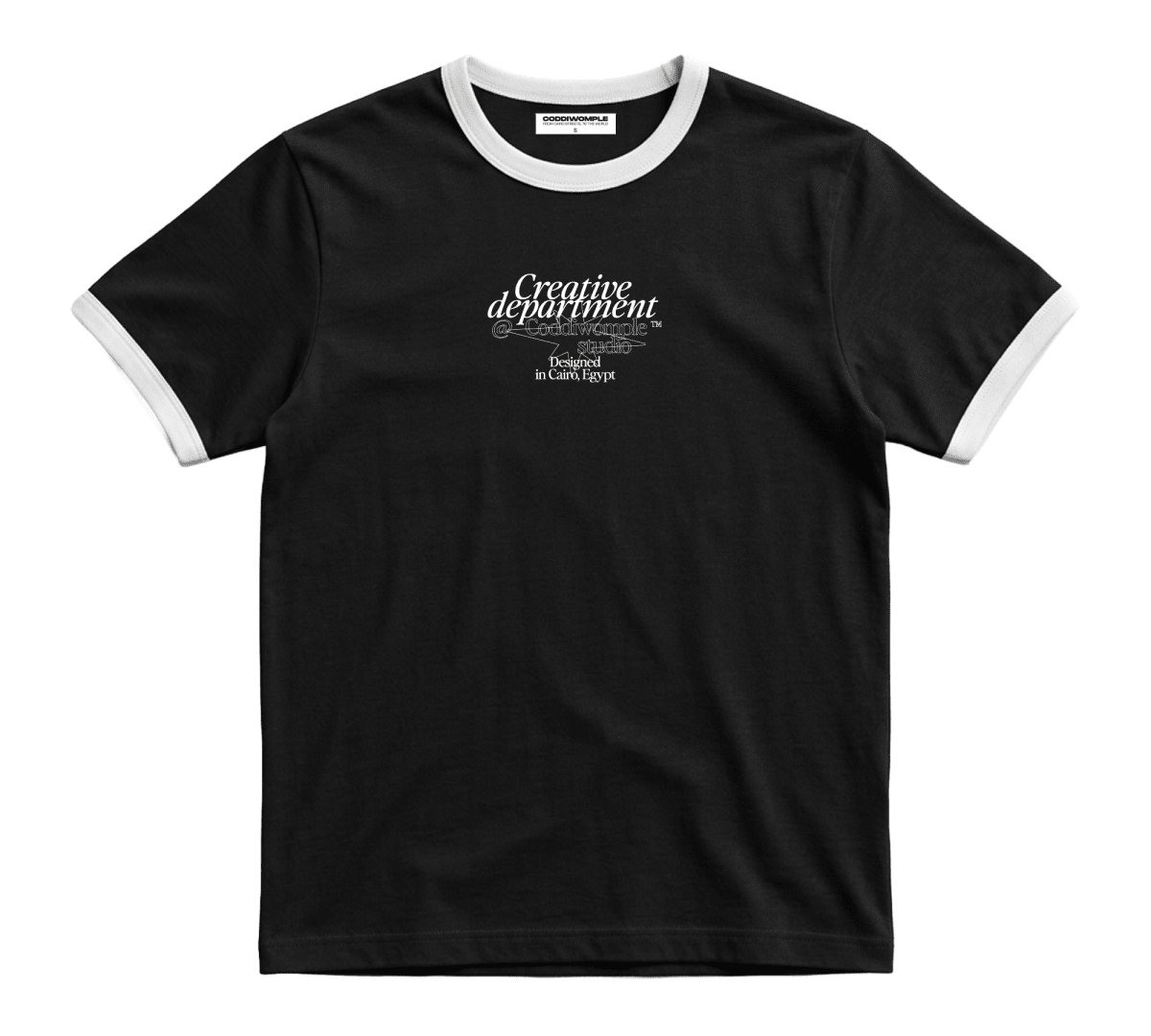 CREATIVE DEPT. BLACK RINGER TEE - CODDIWOMPLE