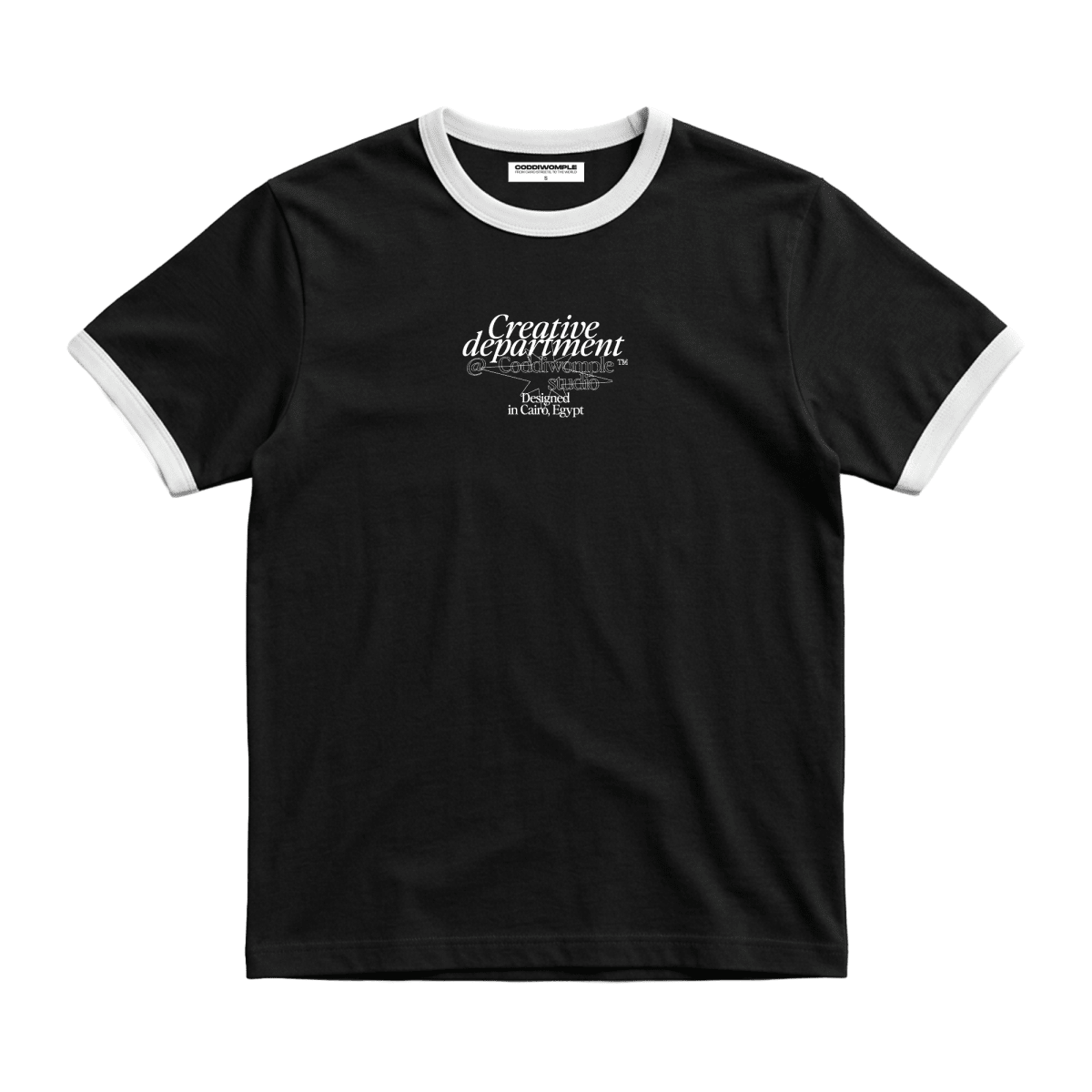 CREATIVE DEPT. BLACK RINGER TEE - CODDIWOMPLE