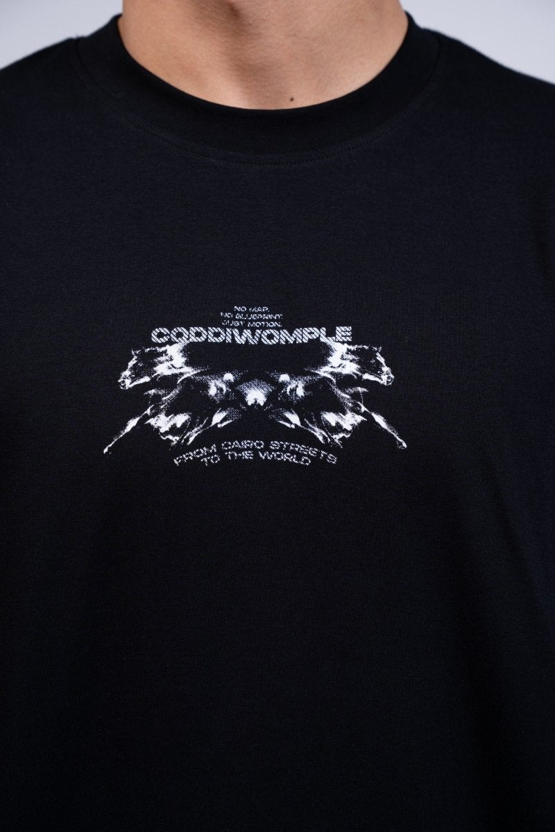 FIRE HORSE BLACK TEE - CODDIWOMPLE