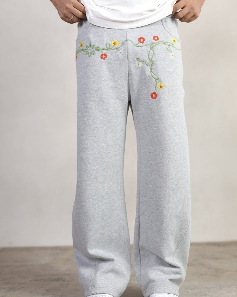 FLOWERS GREY SWEATPANTS - CODDIWOMPLE
