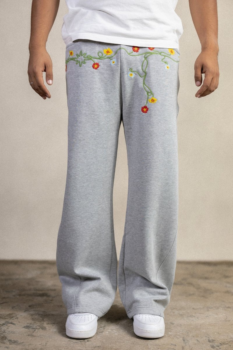 FLOWERS GREY SWEATPANTS - CODDIWOMPLE