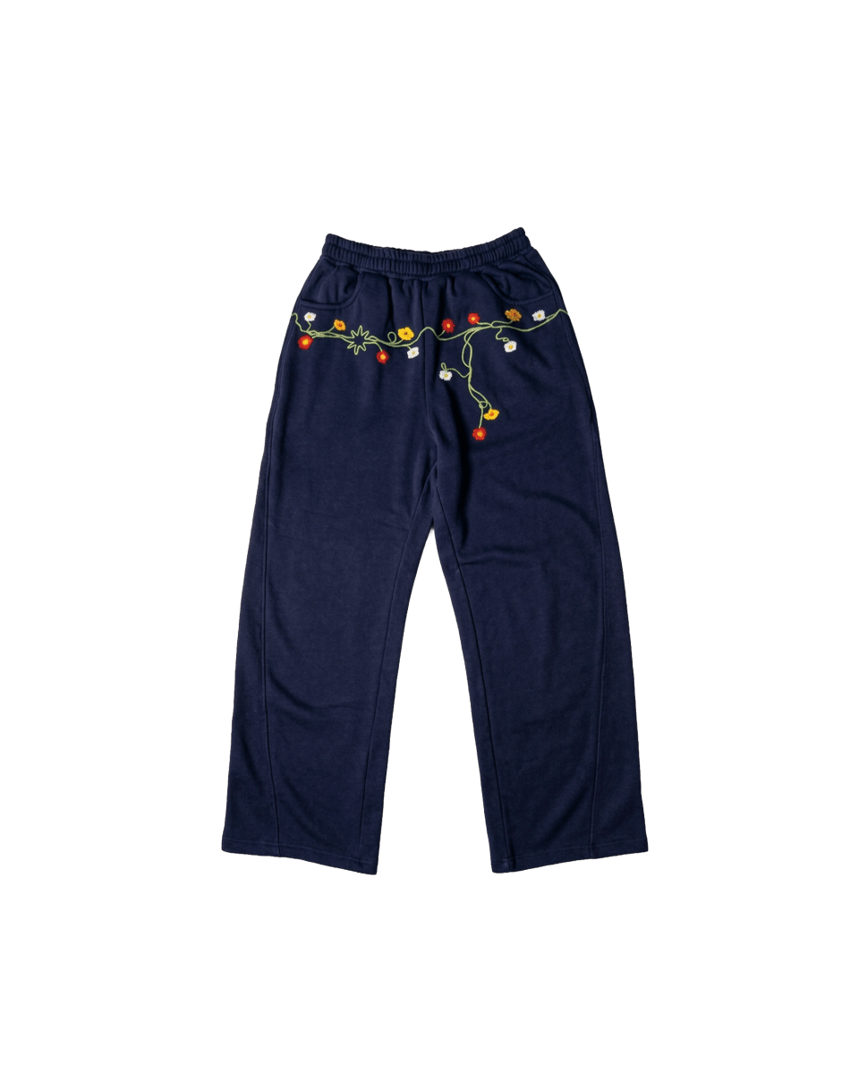 FLOWERS NAVY SWEATPANTS - CODDIWOMPLE
