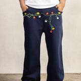 FLOWERS NAVY SWEATPANTS - CODDIWOMPLE