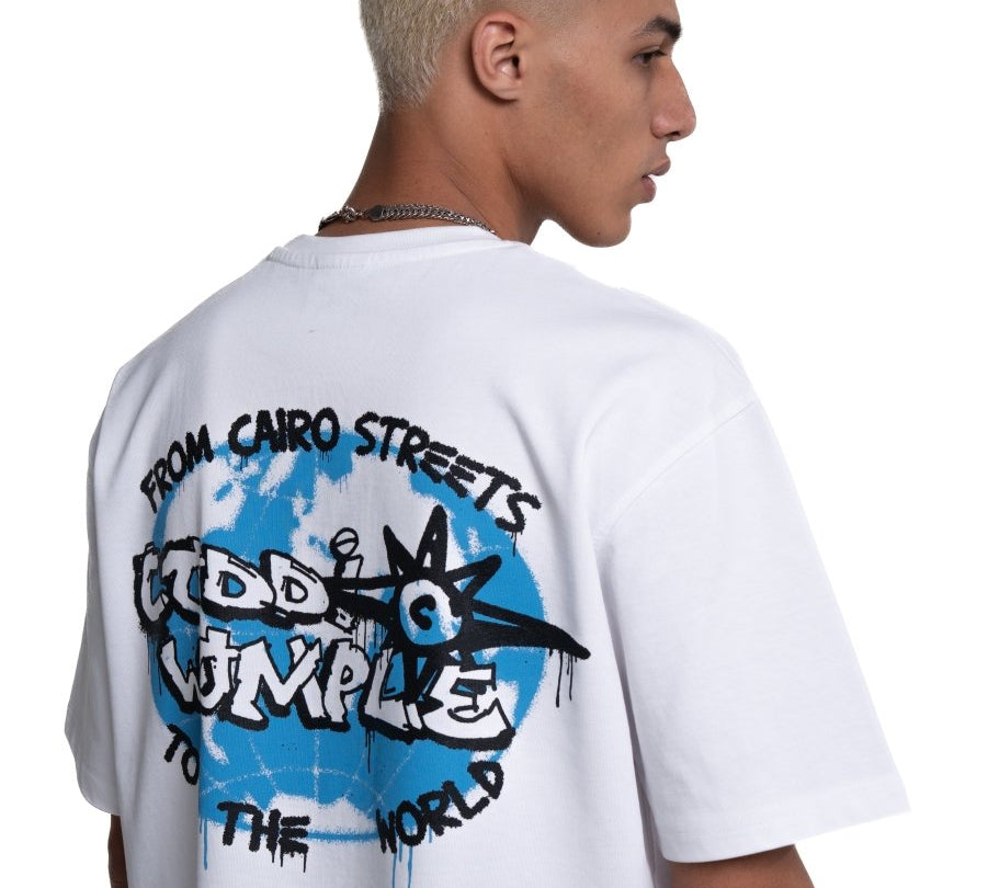 GLOBE WHITE TEE - CODDIWOMPLE