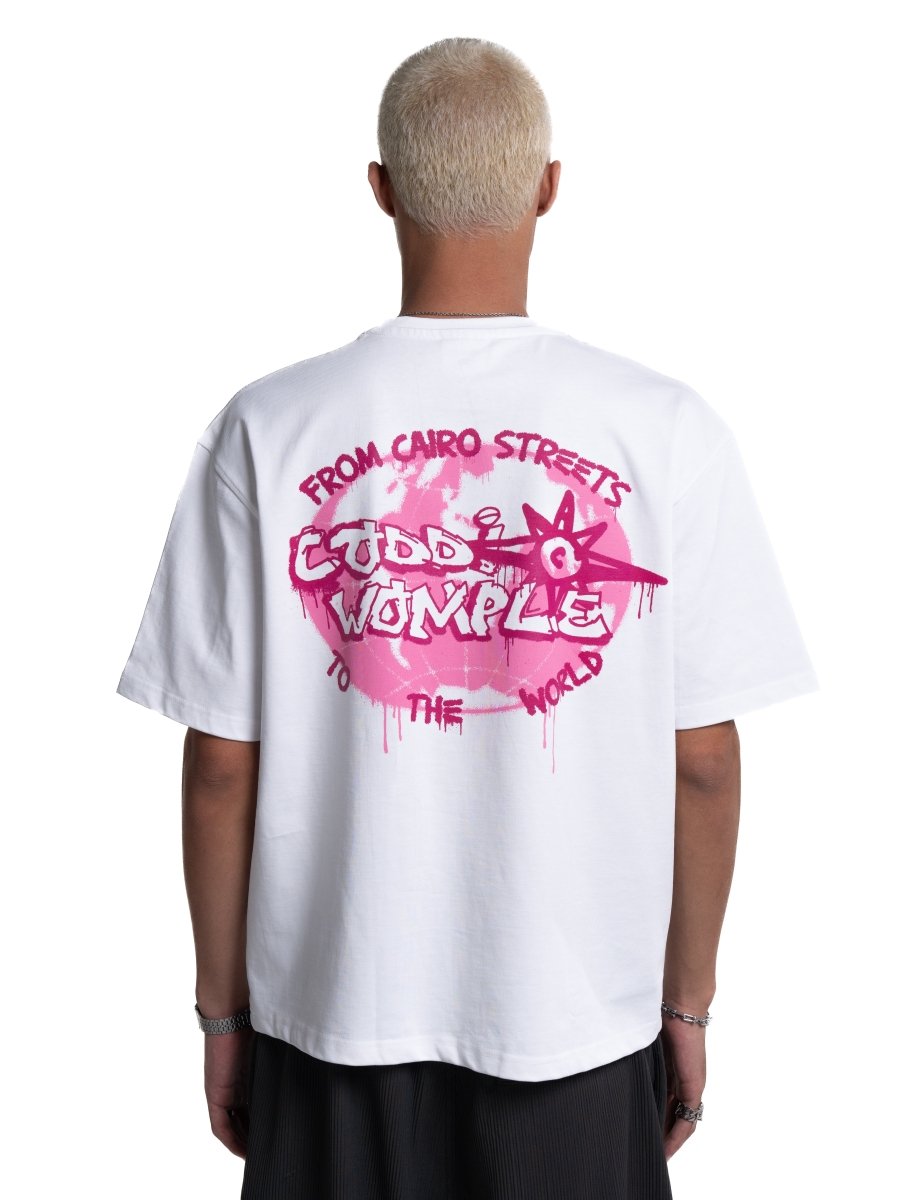 GLOBE WHITE+PINK TEE - CODDIWOMPLE
