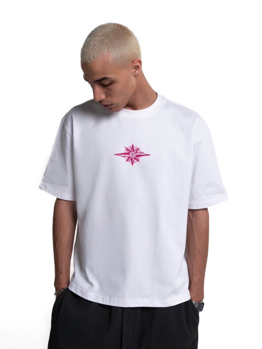 GLOBE WHITE+PINK TEE - CODDIWOMPLE