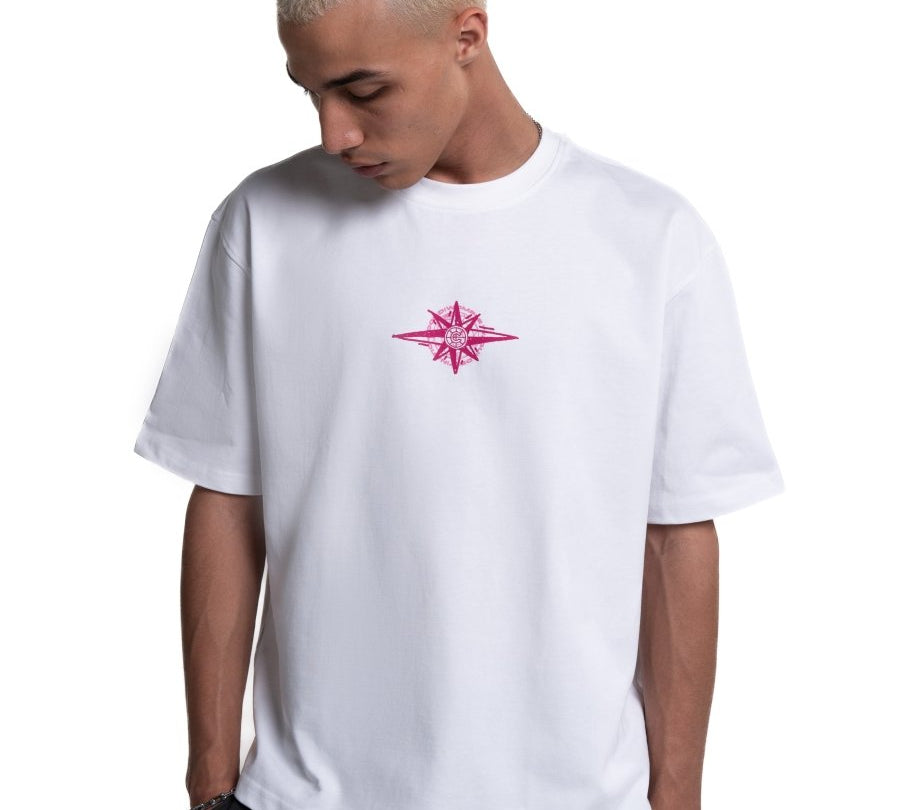 GLOBE WHITE+PINK TEE - CODDIWOMPLE