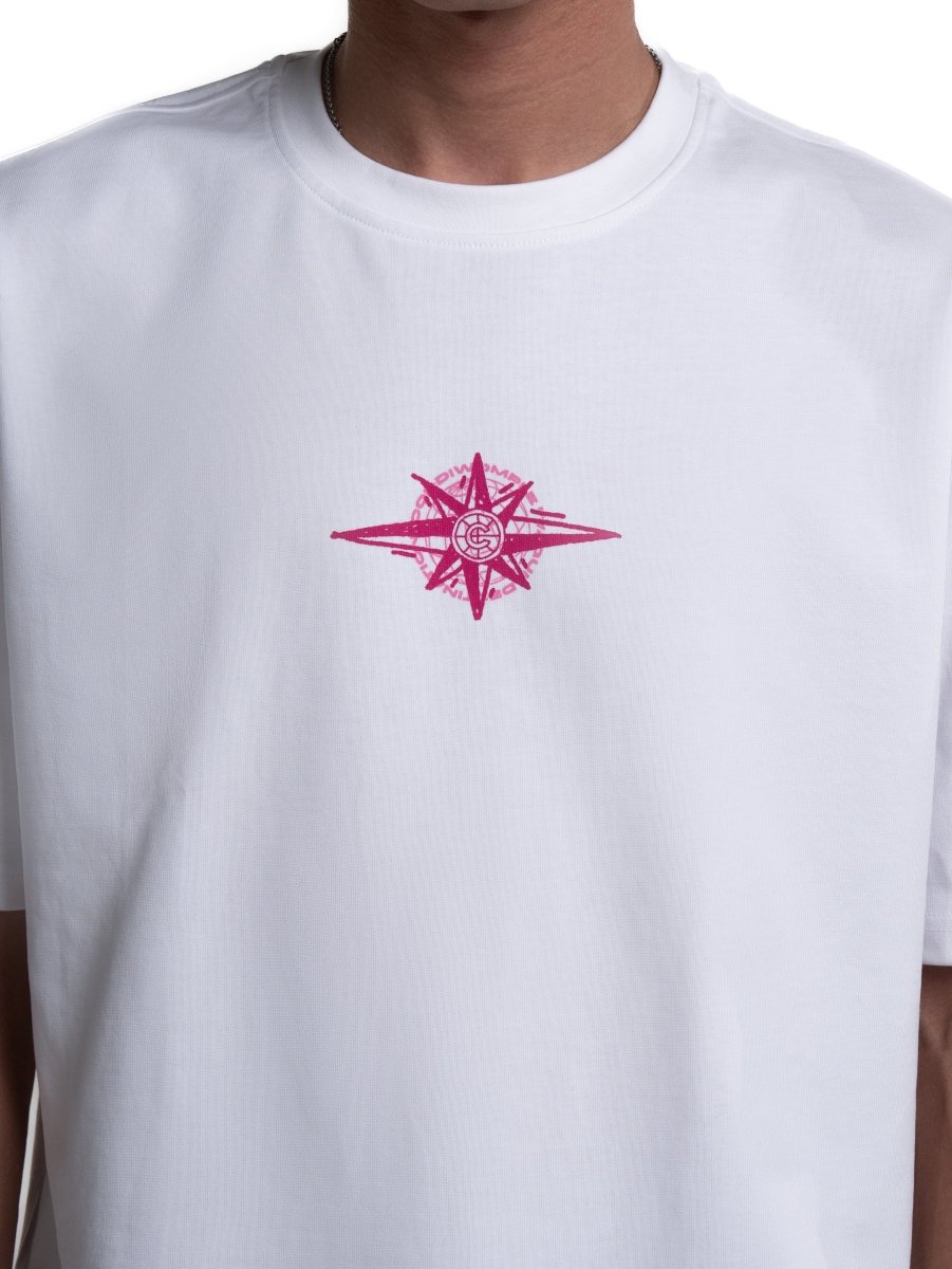 GLOBE WHITE+PINK TEE - CODDIWOMPLE