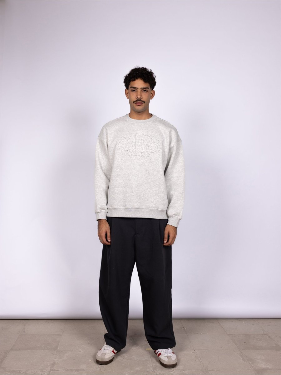 GREY EMBOSSED CREWNECK - CODDIWOMPLE