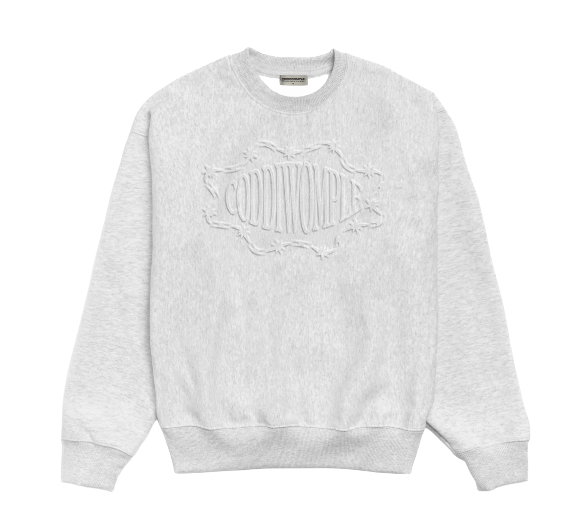 GREY EMBOSSED CREWNECK - CODDIWOMPLE